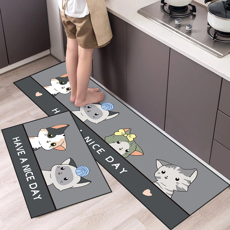 Home Cooking Made Easy - VIKAMA Cute Cat Pattern Kitchen Mat