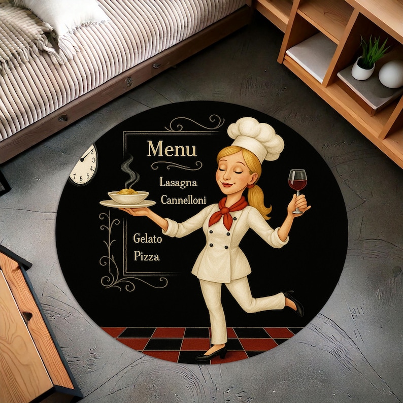 Blonde Chef Round Kitchen Rug, - огляд і ціна Home Cooking Menu