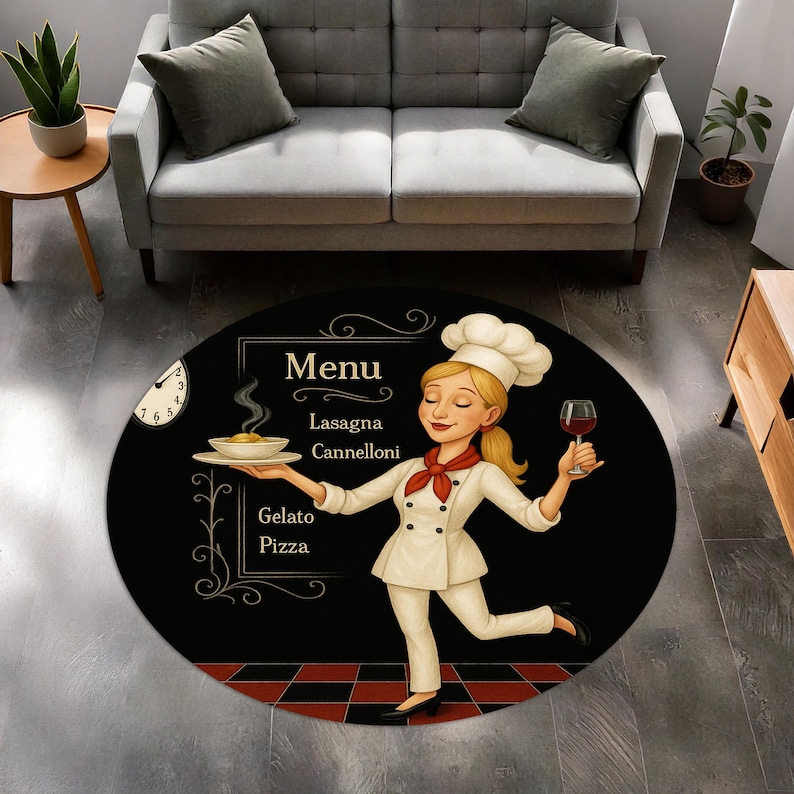 Blonde Chef Round Kitchen Rug, - огляд і ціна Home Cooking Menu