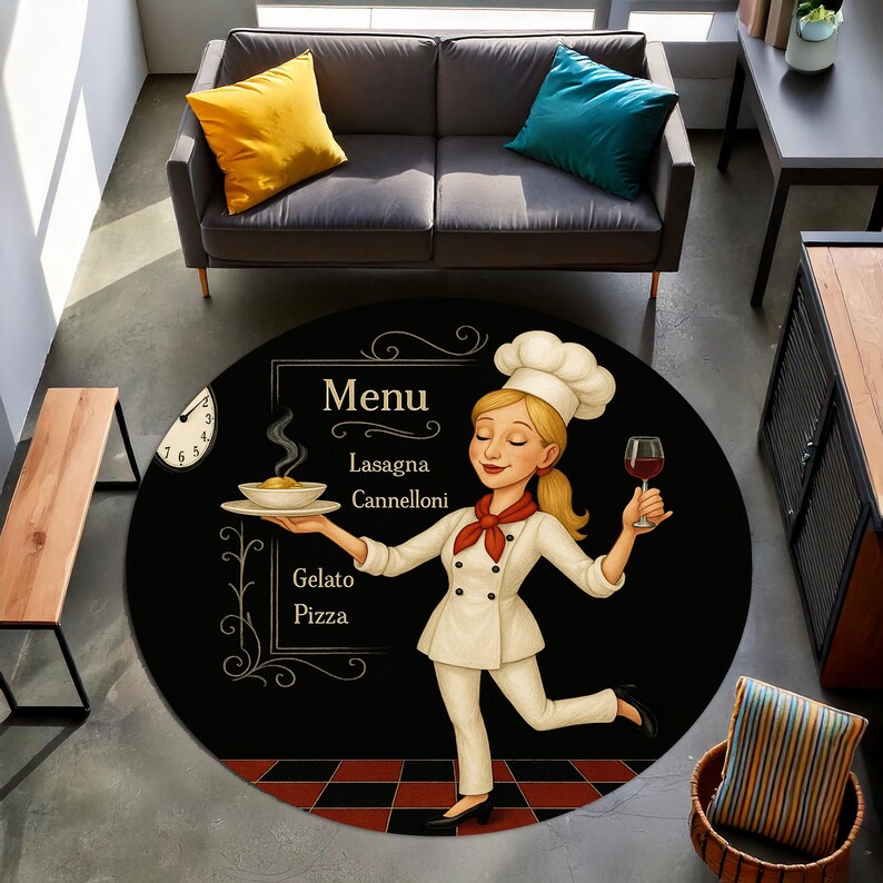 Blonde Chef Round Kitchen Rug, - огляд і ціна Home Cooking Menu
