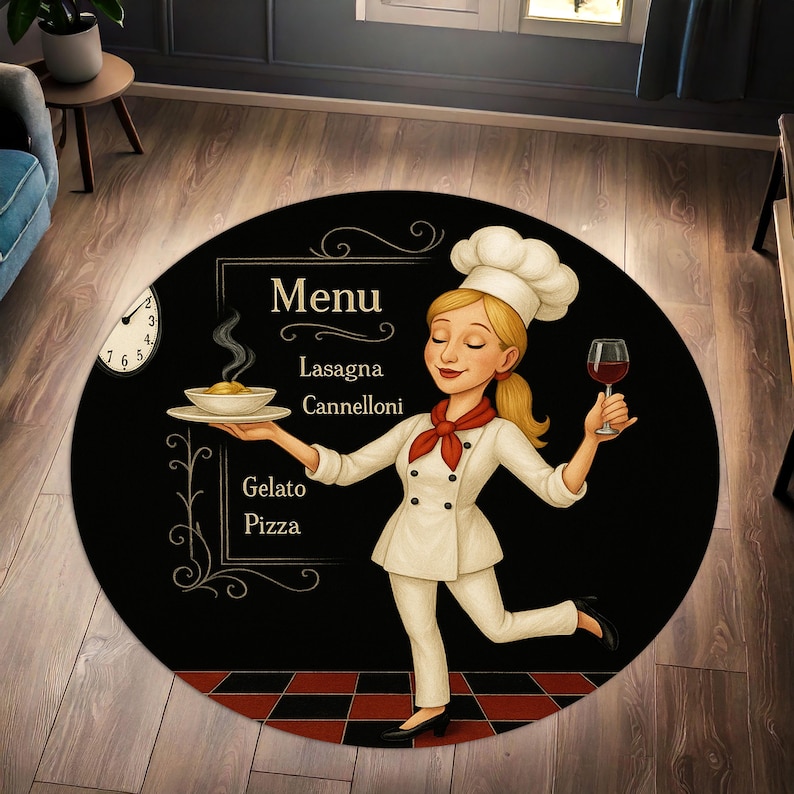 Blonde Chef Round Kitchen Rug, - огляд і ціна Home Cooking Menu